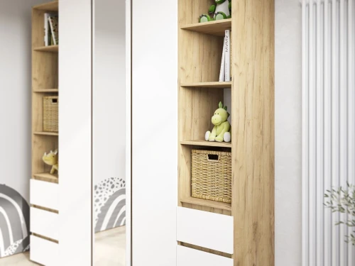 Шкаф-пенал открытый «Хелен» ПН-02, белый/дуб крафт золотой