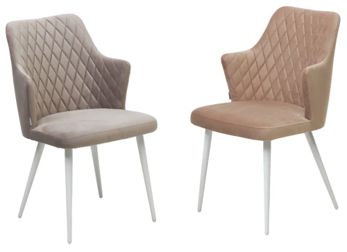 Стул HERMAN БЕЖЕВЫЙ #5, велюр / белый каркас М-City