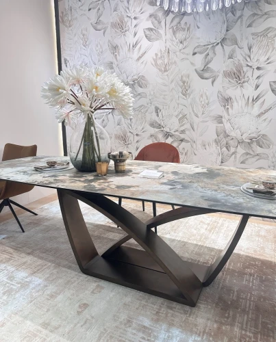 Стол ALONSO 200 TL-137  матовый, итальянская керамика/медный брашированный каркас, ®DISAUR