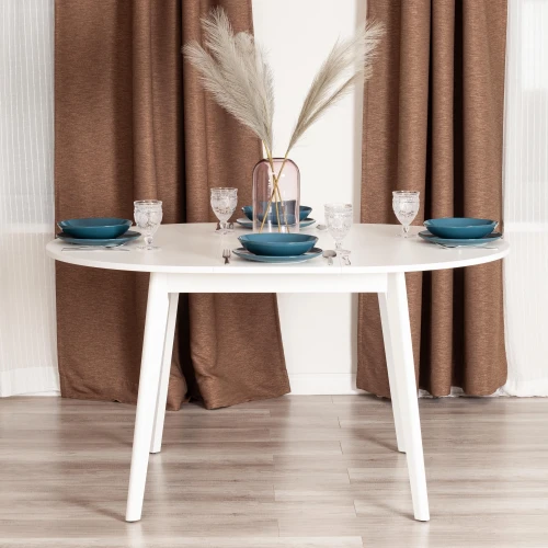 Стол обеденный SVELTO ЛДСП, опора-массив березы, 105 х 105 (140) х 74.5 см, Белый /белый