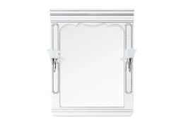 Зеркало Мариэль 65, патина серебро, белое, со светильником