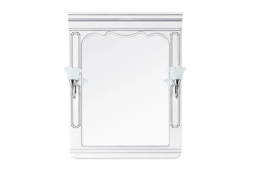 Зеркало Мариэль 65, патина серебро, белое, со светильником