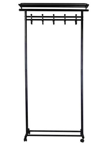 Вешалка напольная на колесах М 9 чёрный с крючками