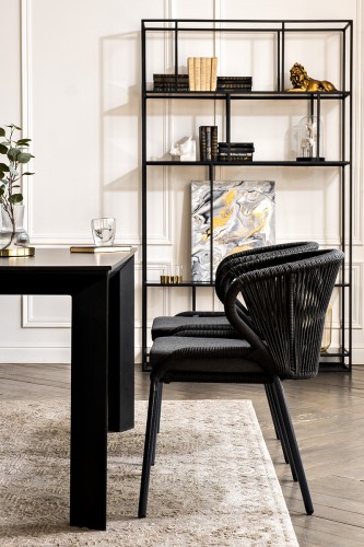 "Венето" обеденная группа на 4 персоны со стульями "Милан", каркас темно-серый, роуп темно-серый