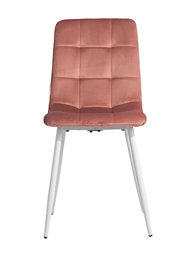 DC209 Стул мягкий, ПЫЛЬНО-РОЗОВЫЙ#G62-23 велюр, каркас металл белый КРУГЛЫЙ