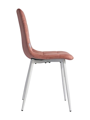 DC209 Стул мягкий, ПЫЛЬНО-РОЗОВЫЙ#G62-23 велюр, каркас металл белый КРУГЛЫЙ