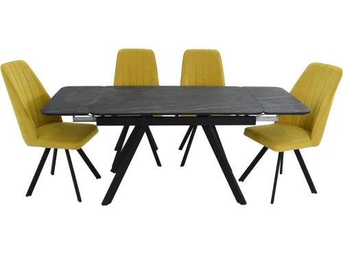 Обеденная группа AROOMA (стол Леон + 4 стула Сильвио Vivaldi 15), черный