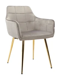 DC833 Стул мягкий с подлокотниками, СЕРЫЙ#G62-38 велюр, каркас металл золото DC833 Стул мягкий с подлокотниками, СЕРЫЙ#G62-38 велюр, каркас металл золото