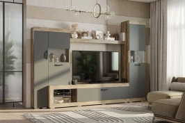 Стенка в гостиную Тесла ГС-01, дуб каньон/графит