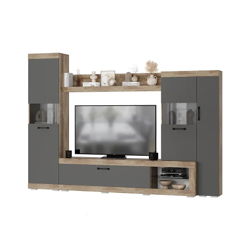 Стенка в гостиную Тесла ГС-01, дуб каньон/графит