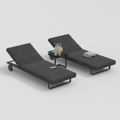 Шезлонг COSTA на колесах маренго - каркас карбон