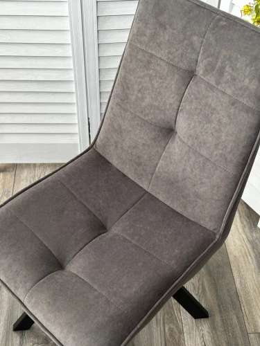 Стул BRONX, 360 град. поворот. B28 Темно-серый, велюр / черный каркас, М-City