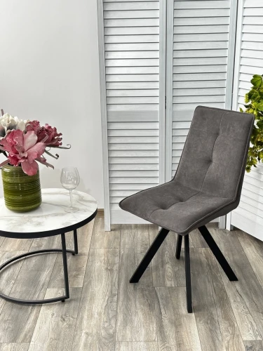 Стул BRONX, 360 град. поворот. B28 Темно-серый, велюр / черный каркас, М-City