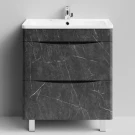 Тумба Адель 70 напольный, Мрамор Графит софт тач ПВХ 4044-3 Vodok с раковиной в комплекте