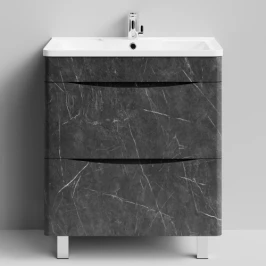 Тумба Адель 70 напольный, Мрамор Графит софт тач ПВХ 4044-3 Vodok с раковиной в комплекте