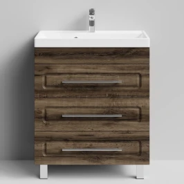 Тумба Арабеска 70 напольный, Дуб крымский коричневый ПВХ 131005-9005 Vodok с раковиной в комплекте