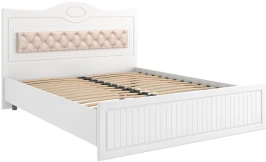 Кровать 1600 с мягким элементом Монако МН-9 + МН-9А белое дерево