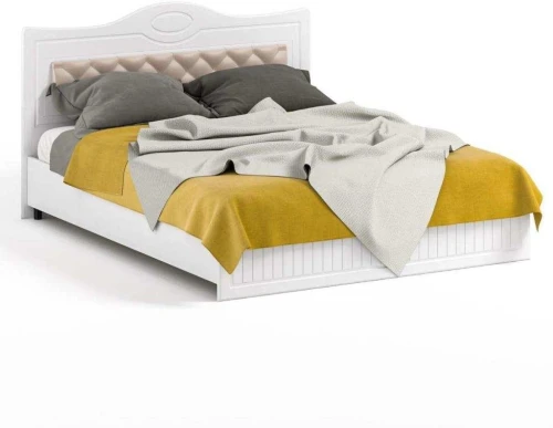 Кровать 1600 с мягким элементом Монако МН-9 + МН-9А белое дерево