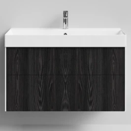 Тумба Лоренцо, 100 подвесной, Абрикос графит Vodok с раковиной в комплекте