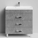 Тумба Орландо 80 напольный, Мрамор Серый софт тач ПВХ 4044-1 Vodok с раковиной в комплекте