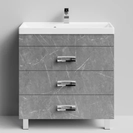 Тумба Орландо 80 напольный, Мрамор Серый софт тач ПВХ 4044-1 Vodok с раковиной в комплекте