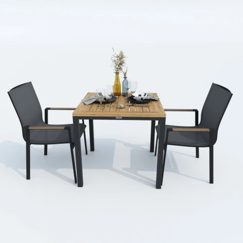 Стол обеденный MIRRA алюминий, поливуд 80х80 см (4 ножки)