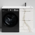 Тумба Смайл 110 напольный, под стиральную машину, правая, Мрамор Белый натур милк ПВХ 2537 Vodok с раковиной в комплекте Тумба Смайл 110 напольный, под стиральную машину, правая, Мрамор Белый натур милк ПВХ 2537 Vodok с раковиной в комплекте