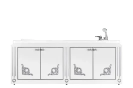 Экран Версаль 1500, 4 распашные двери, патина серебро, белый