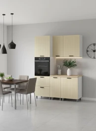 Готовый кухонный гарнитур МК Аленушка 1,6м ПД Орхидея Крем,скоба черный,сонома