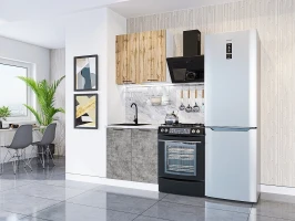 Модульная кухня Флэт-03 Wotan Oak 2S/Temple Stone 2S