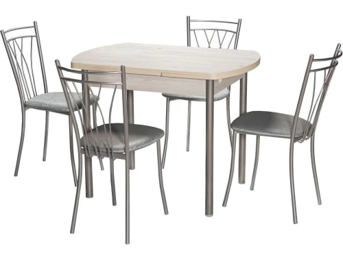 Стол М2 ДП1-02-04 1000(1600)*670, ЛДСП:Наоми, Н/стола прямые Металлик