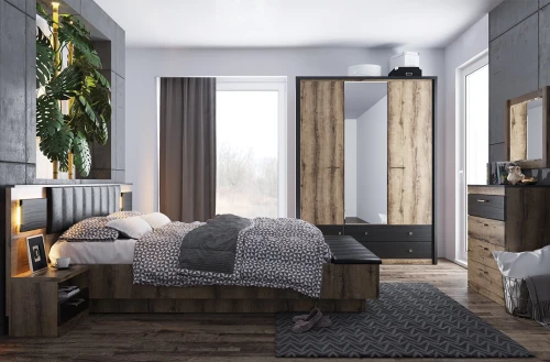 Тумба прикроватная 1S JAGGER, цвет Дуб монастырский /Черный