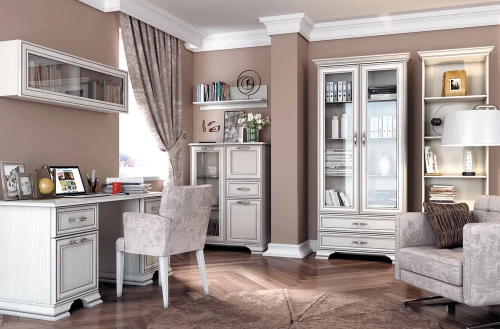 Шкаф с витриной 2V2S, TIFFANY, цвет вудлайн кремовый