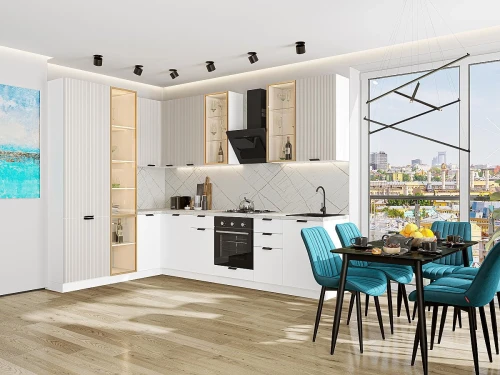 Кухонный гарнитур Евро Лайн-07 Агат/Белый Белый