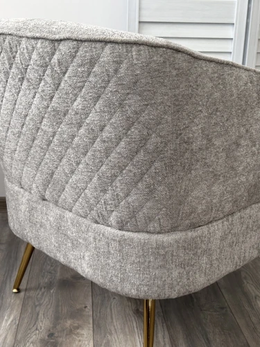 Кресло MUSSELS 3018-03 светло-серый, шенилл / золотой каркас, ®DISAUR