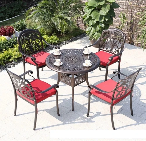 Обеденный комплект из литого алюминия стол Феникс(90см) + 4 кресла Марбелья