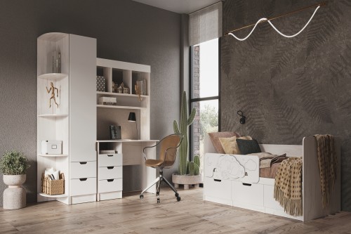 Пенал Юниор-4 (400), Шарли Белый, Дуб Крафт Белый