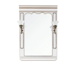 Зеркало Мариэль 75, патина золото, белое, со светильником