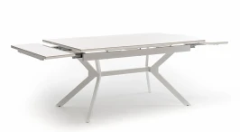 "Меркурий" стол интерьерный раздвижной обеденный из керамики, цвет белый глянцевый