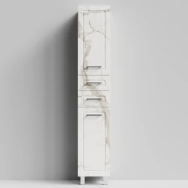 Пенал Арабеска 35 напольный, Мрамор Белый натур милк ПВХ 2537, правый