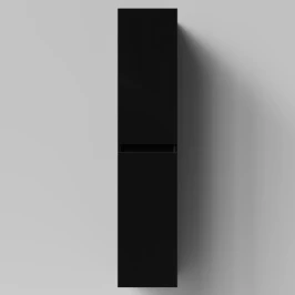 Пенал Бест 30 (2 двери) подвесной, черный глянец, левый, бельевая корзина