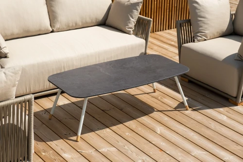 "Форли" лаунж-зона 4-местная плетеная из роупа (веревки), каркас алюминиевый светло-серый, роуп серо-коричневый