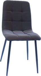 C919/DC809 Стул мягкий, КОРИЧНЕВЫЙ#Zh15 экокожа, каркас металл черный КРУГЛЫЙ