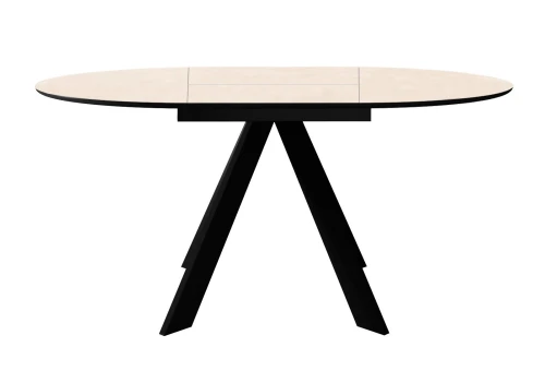 Стол DikLine SKC90 d900 Керамика Krater Perla (бежевый матовый)/подстолье черное/опоры черные