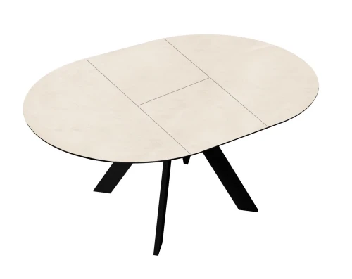 Стол DikLine SKC90 d900 Керамика Krater Perla (бежевый матовый)/подстолье черное/опоры черные