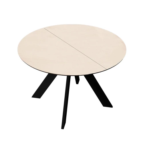 Стол DikLine SKC90 d900 Керамика Krater Perla (бежевый матовый)/подстолье черное/опоры черные