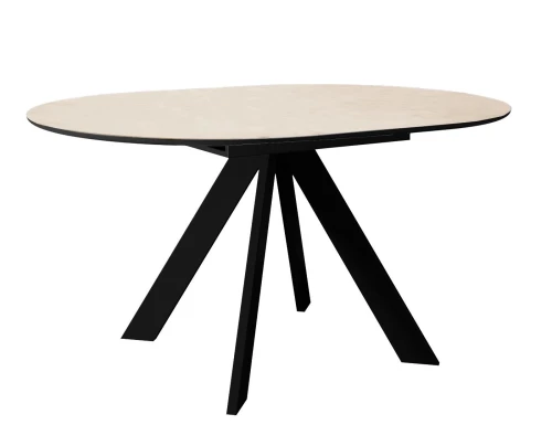 Стол DikLine SKC90 d900 Керамика Krater Perla (бежевый матовый)/подстолье черное/опоры черные