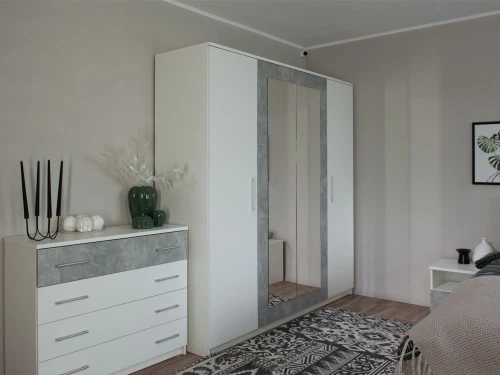 Шкаф «Аврора» 4дв, Белый/Ателье светлый