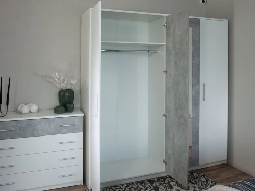 Шкаф «Аврора» 4дв, Белый/Ателье светлый