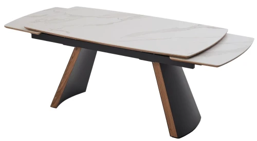 Стол РАНДЕВУ 160 БЕЛЫЙ МРАМОР МАТОВЫЙ 9806035 , керамика / Черный, Орех эко, М-City